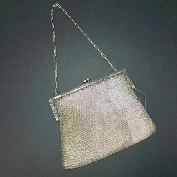 Vintage German Silver Soldered Mesh Evening Hand Bag - Picture 2 of 15